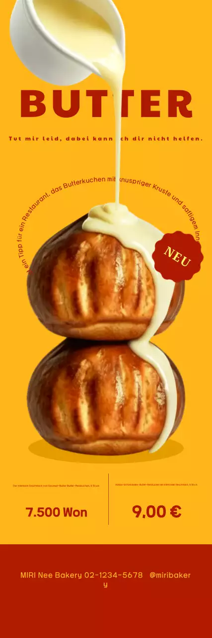 Gelbe einfache Butterreiskuchen-Menüaktion