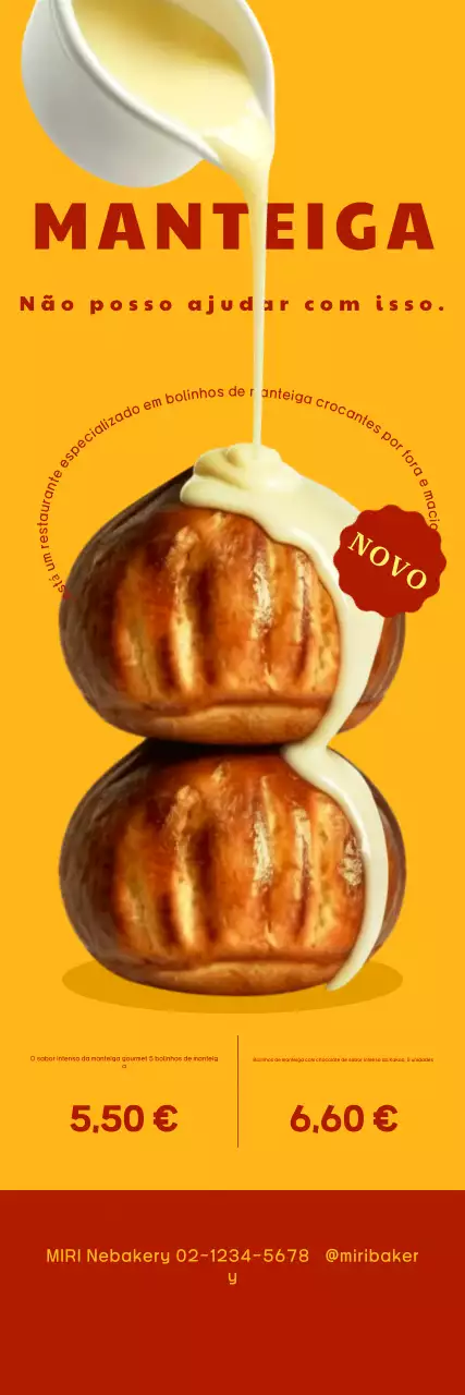 Promoção do Menu de Bolo de Arroz com Manteiga Simples Amarela