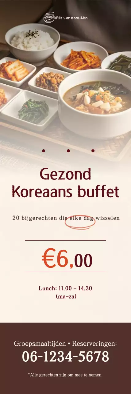 Promotie van een net bruin Koreaans buffet