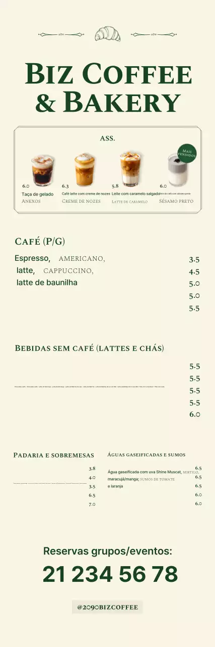 Promoção de menu de café bege e limpo