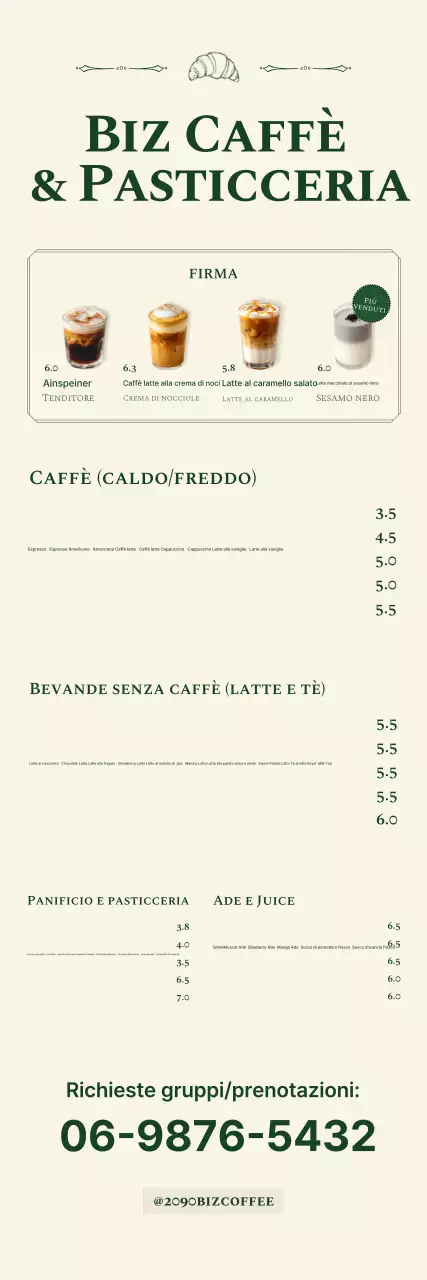 Promozione del menù del caffè beige pulito