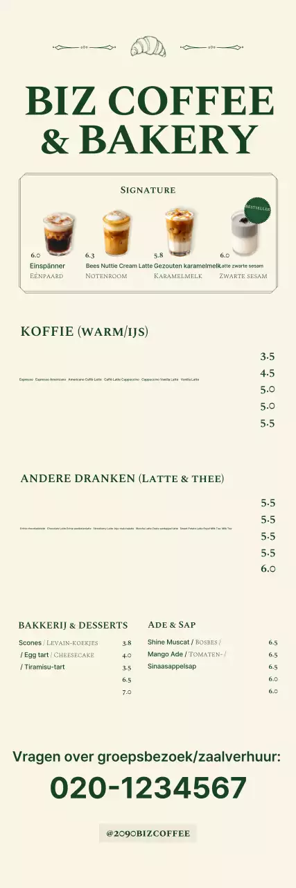 Beige, schone koffie menu-aanbieding