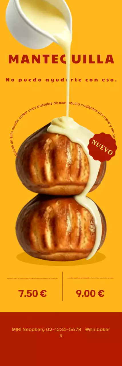 Promoción del menú de pastel de arroz con mantequilla simple amarilla