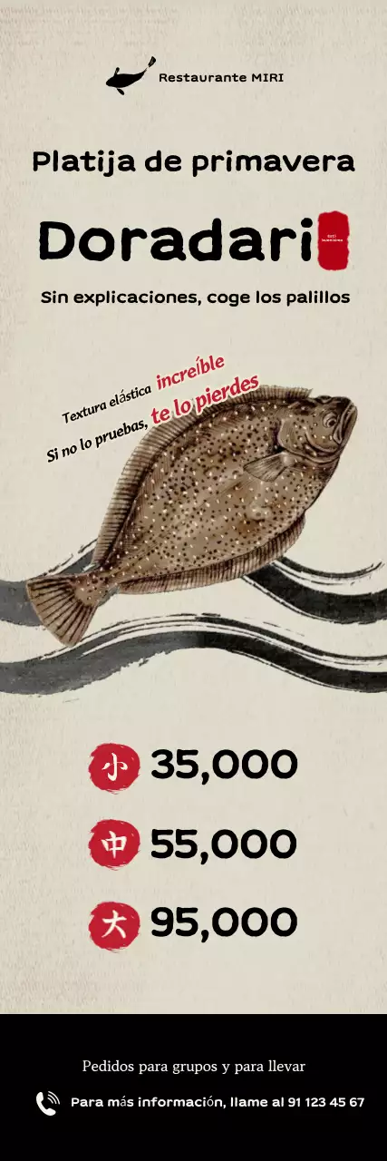 Promoción del menú de lenguado gris sencillo de primavera
