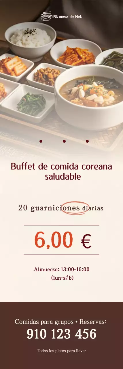 Promoción de un pulcro bufé coreano marrón