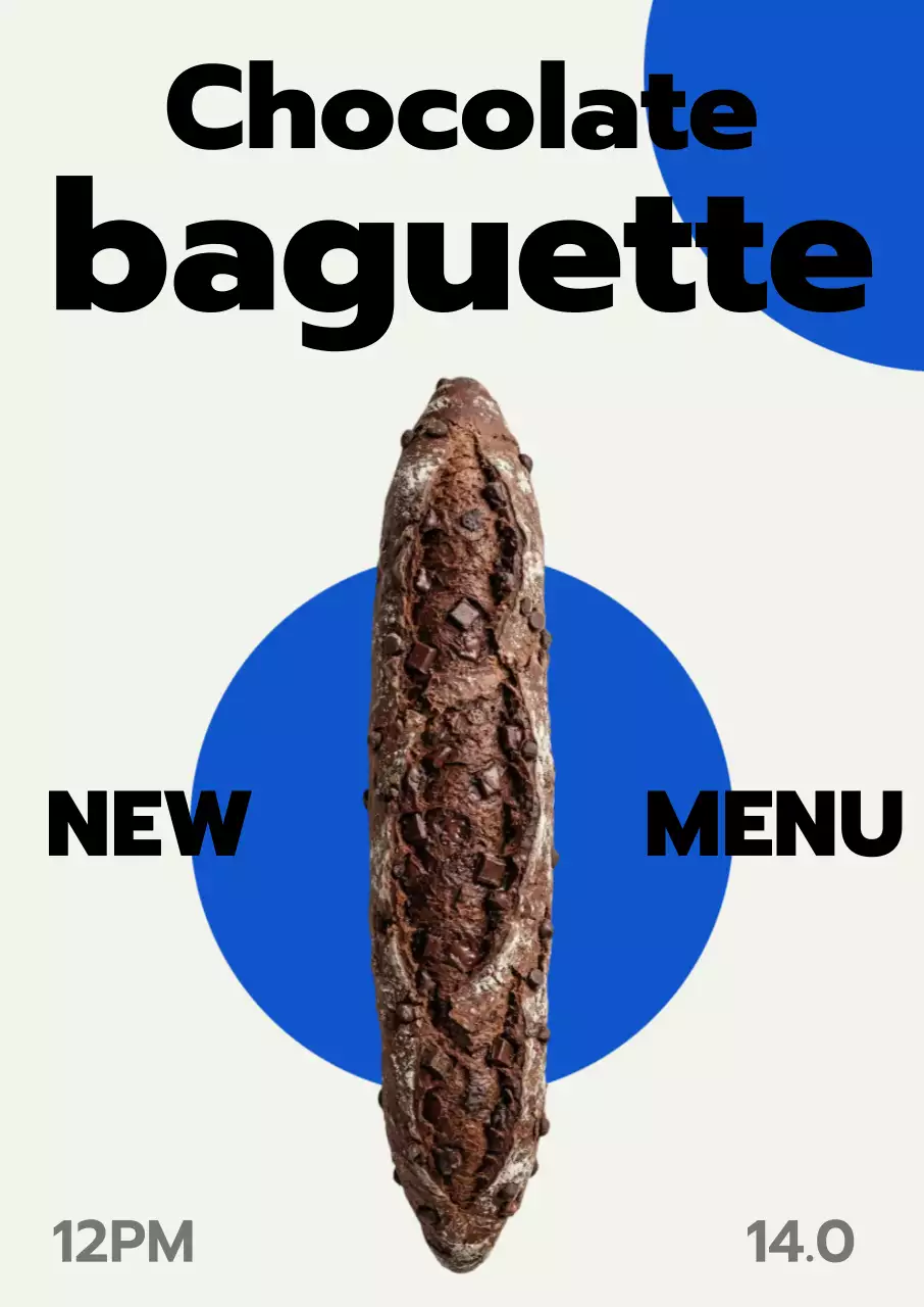 파란색의 심플 트렌디한 음식 메뉴 광고 홍보