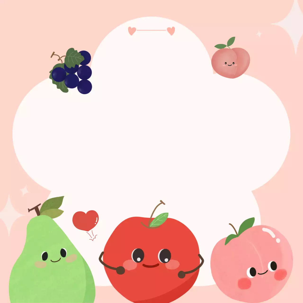 연핑크 귀여운 과일친구들 포토프레임
