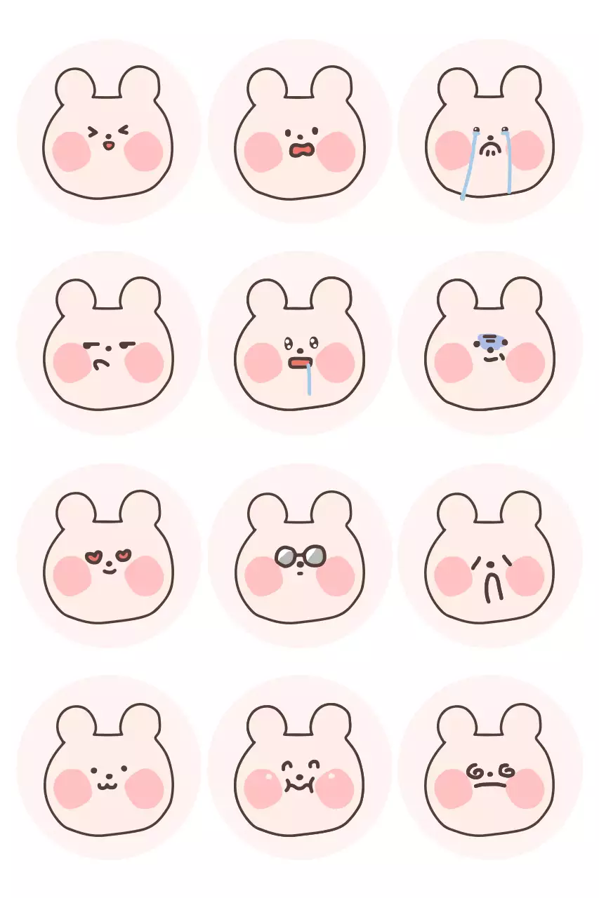 분홍 캐릭터 감정 스티커