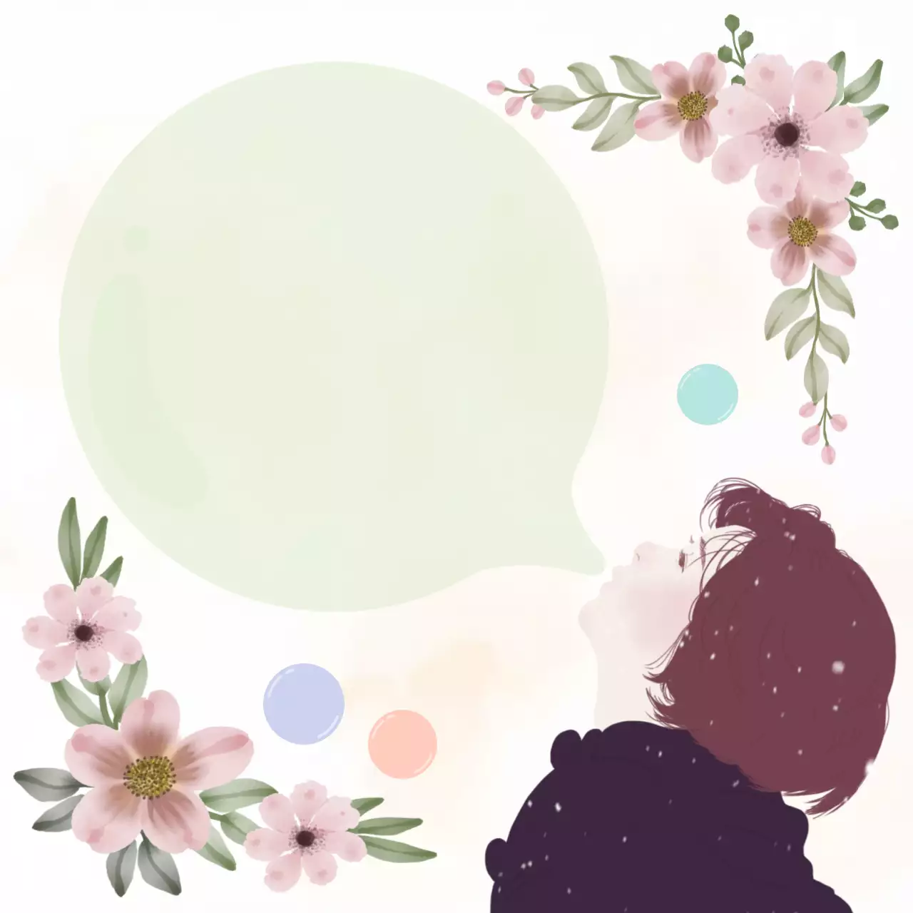 연두 아기자기한 꽃 장식 포토프레임