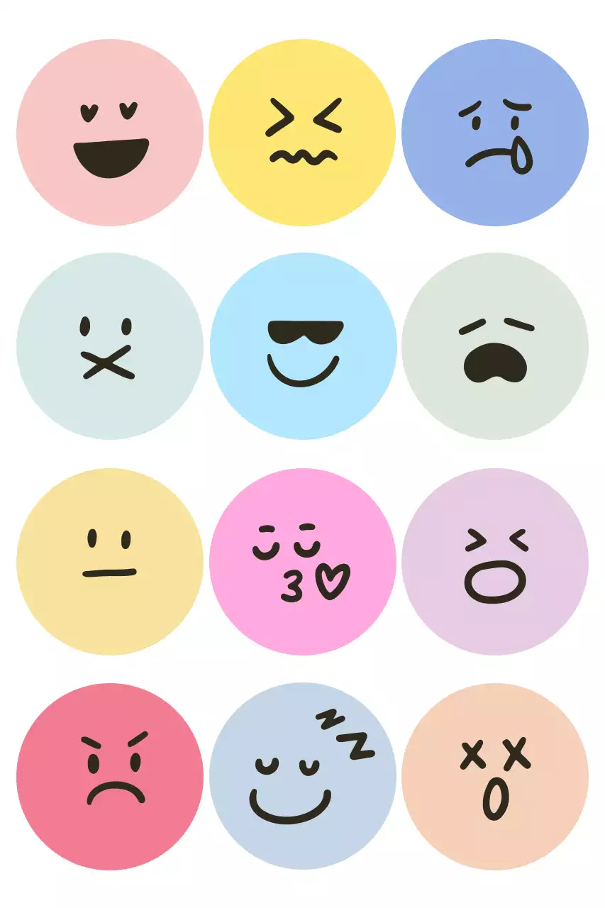 컬러풀 미니멀 감정 스티커