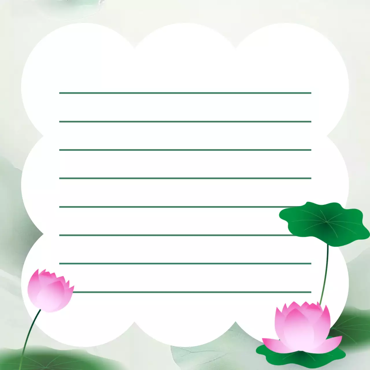 초록 분홍 심플한 연꽃 포토 프레임