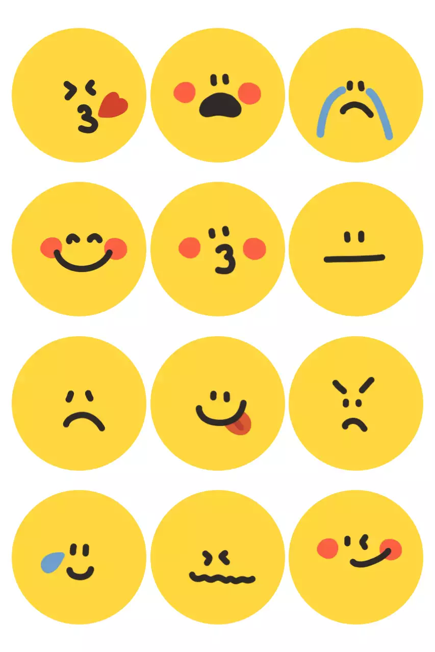 노랑 표정 이모티콘 스티커