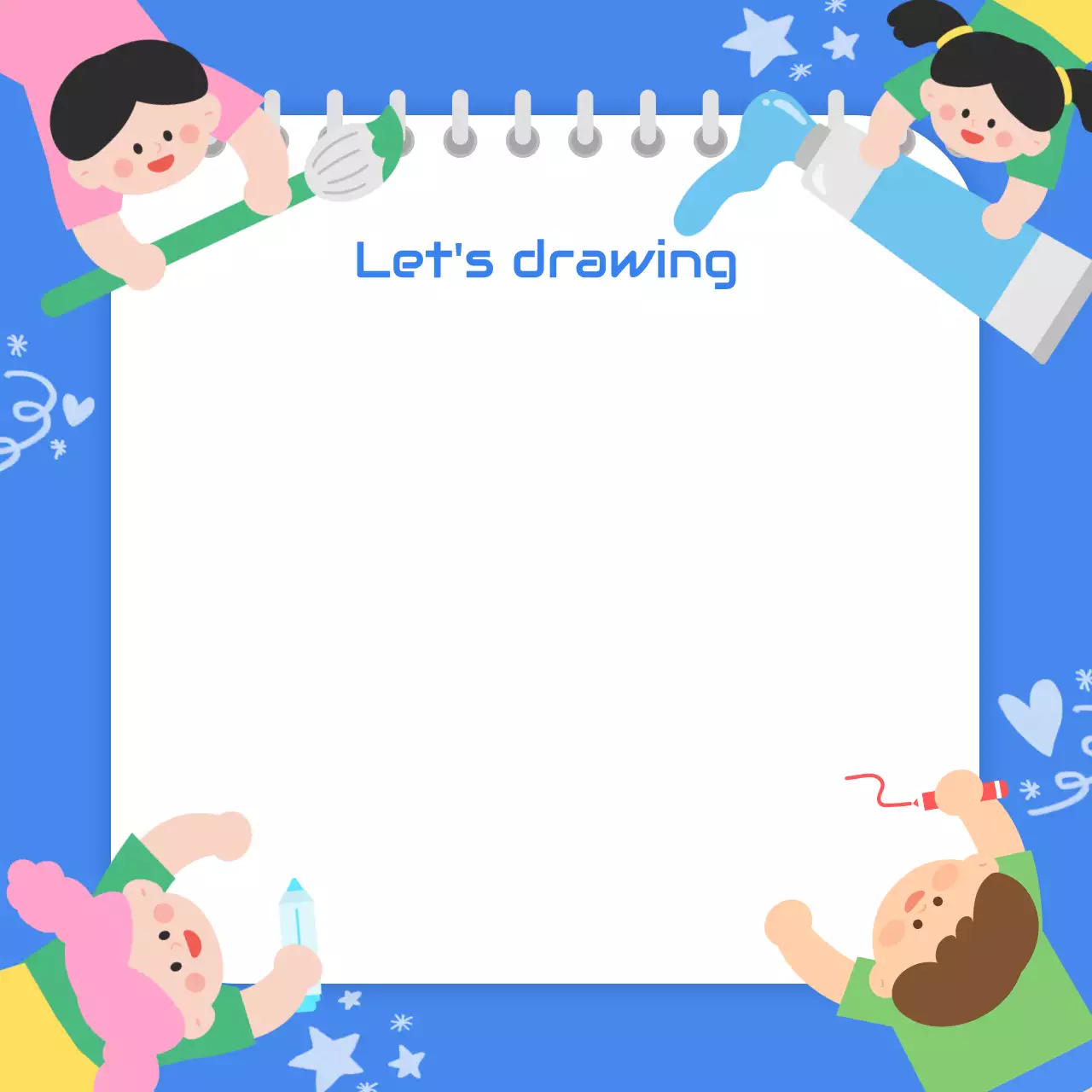 파랑 아기자기한 그림그리기 포토 프레임