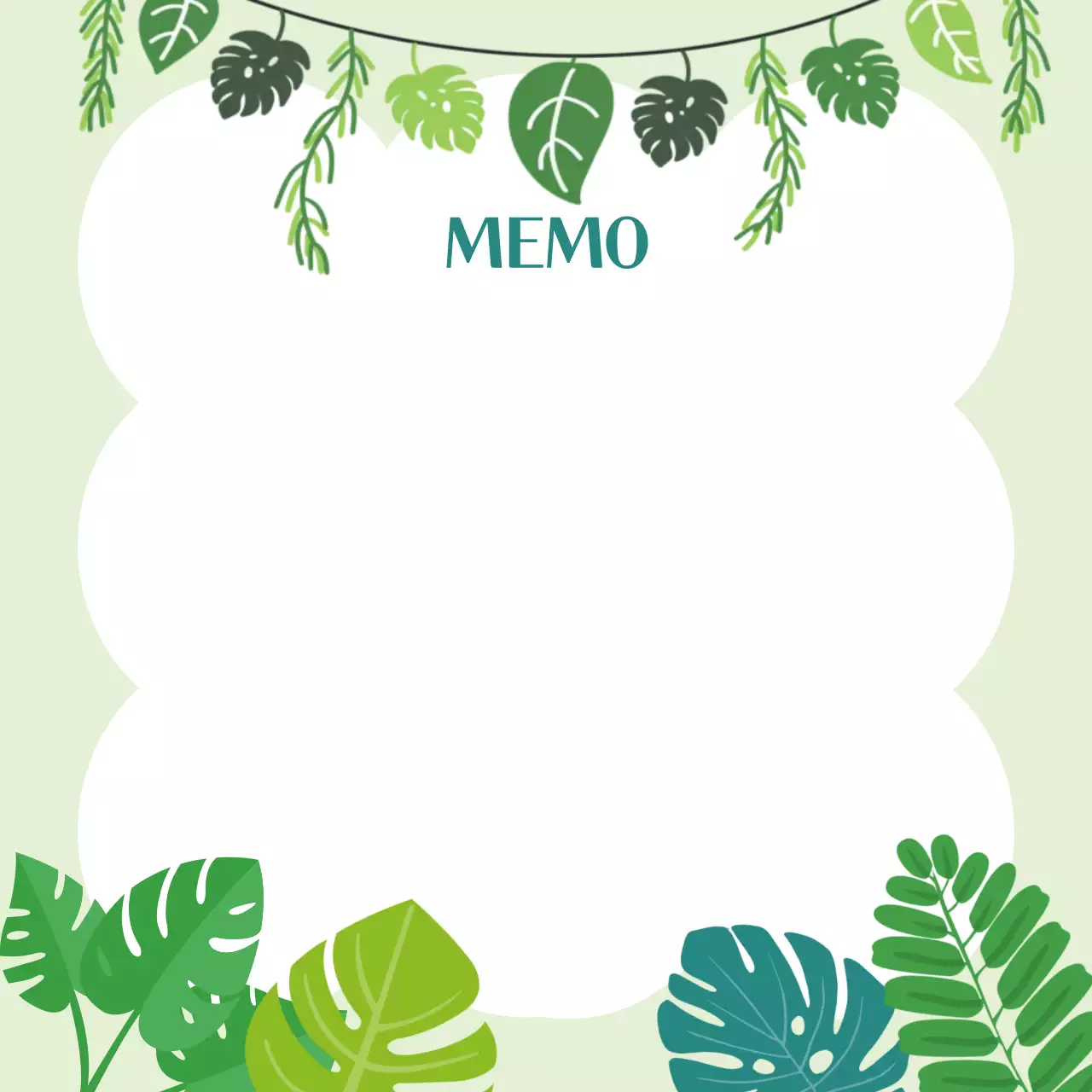 초록색 심플 잎 패턴 프레임