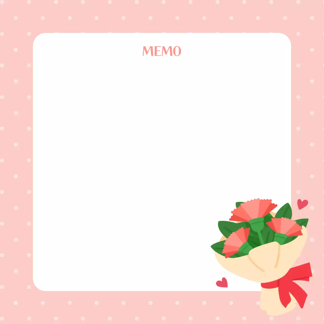 분홍색 아기자기한 카네이션 다발 프레임 엽서