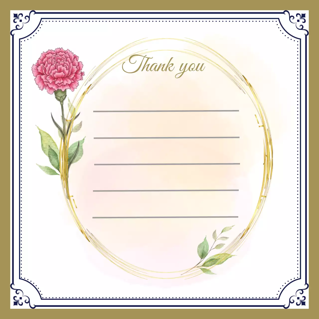 골드네이비 우아한 프레임 편지지