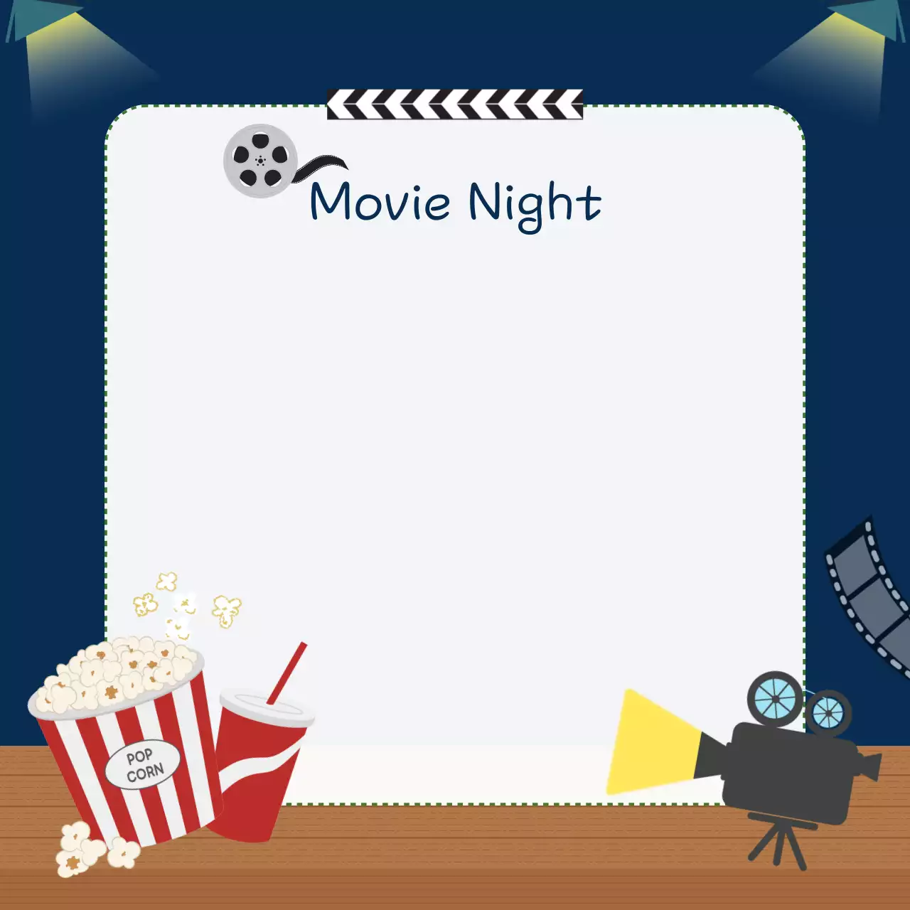 남색 깔끔 영화감상 포토 프레임