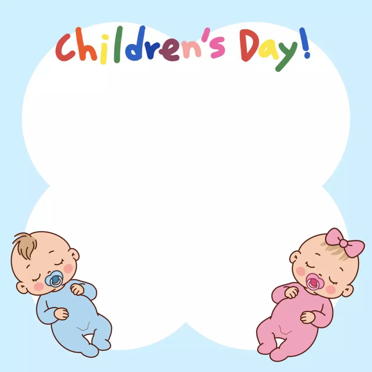 하늘색 아기자기한 어린이날 문구 프레임