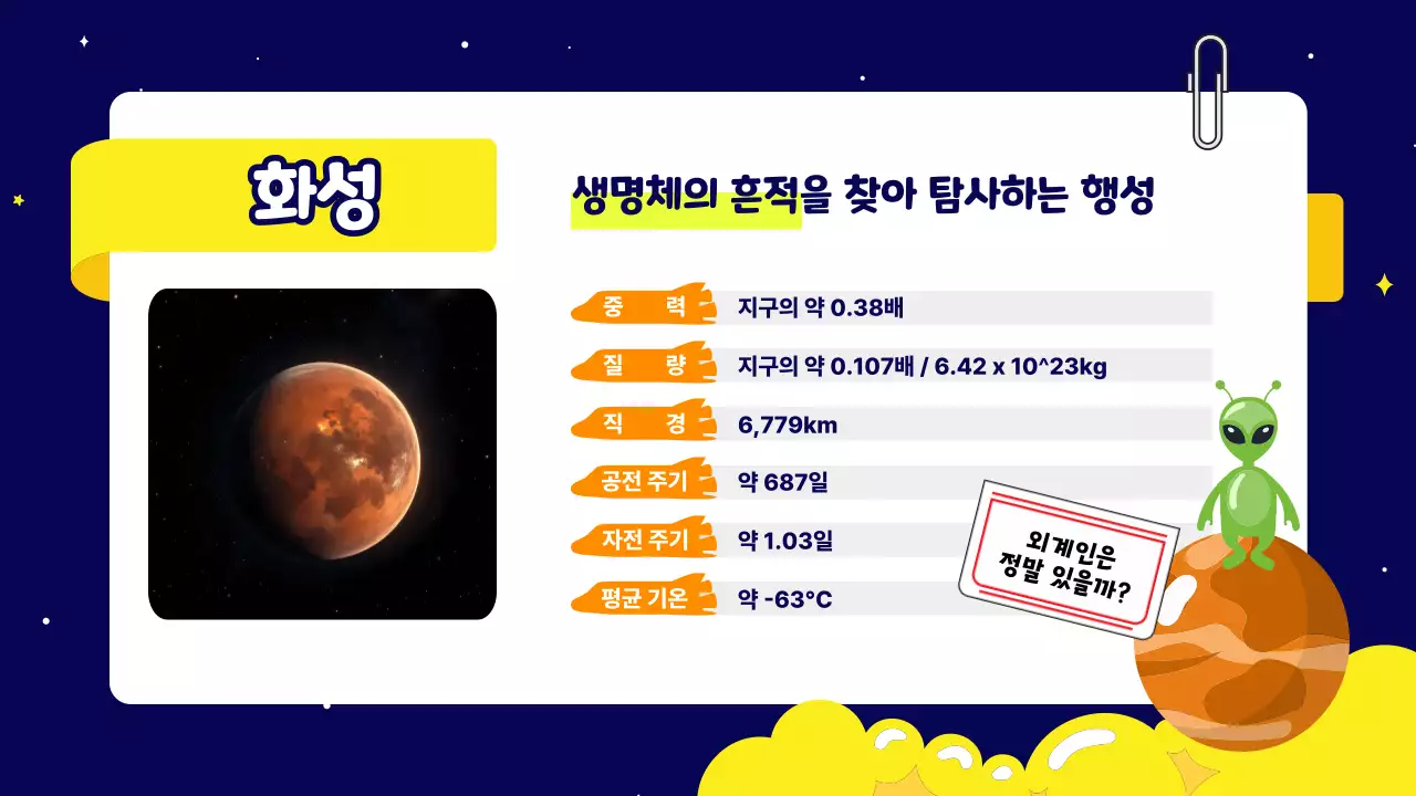 남색 깔끔 태양계 교육 자료