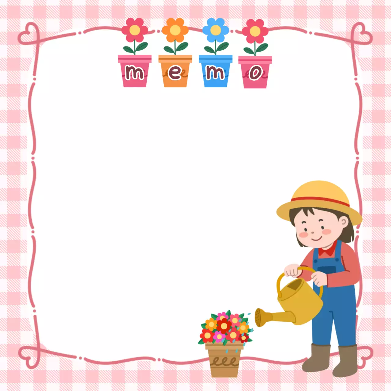 분홍색 아기자기한 봄맞이 엽서