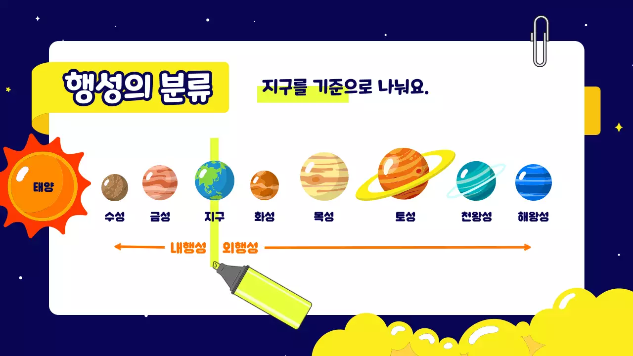 남색 깔끔 태양계 교육 자료