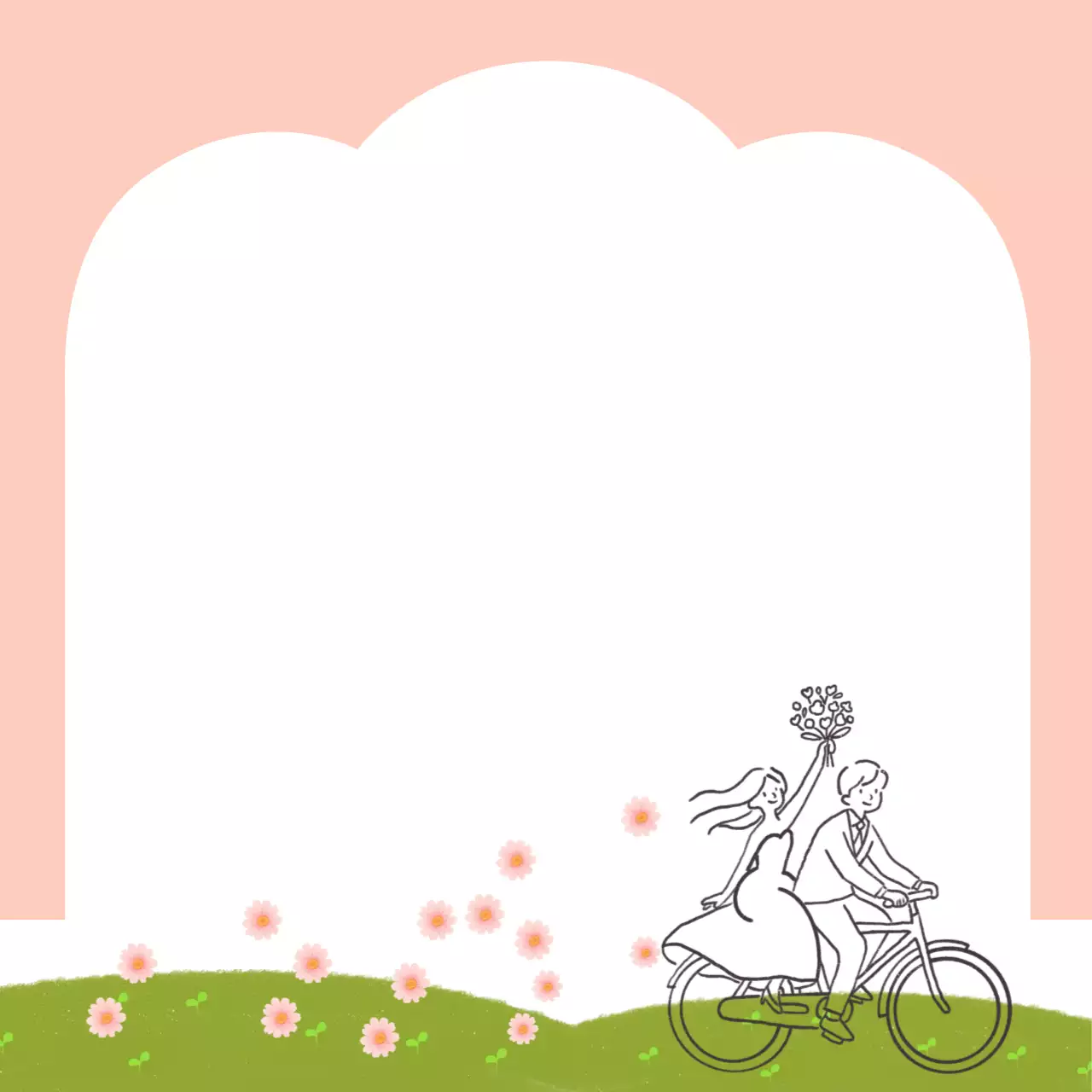 분홍색 미니멀 봄꽃 자전거 타기 안내