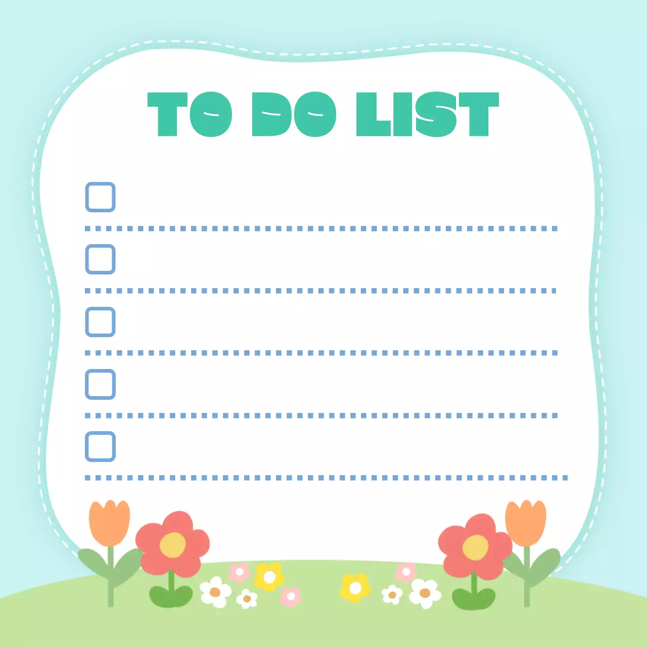 하늘색 아기자기한 할 일 목록 메모지