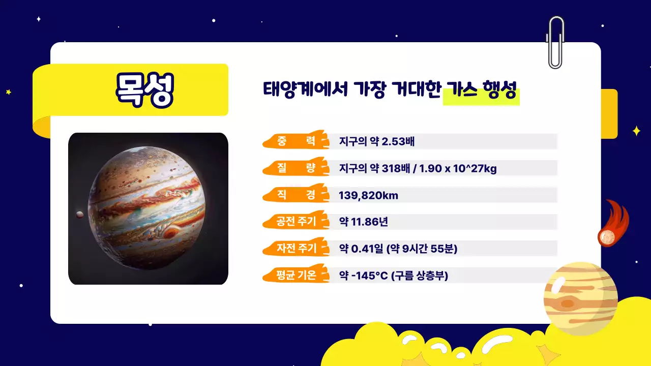 남색 깔끔 태양계 교육 자료