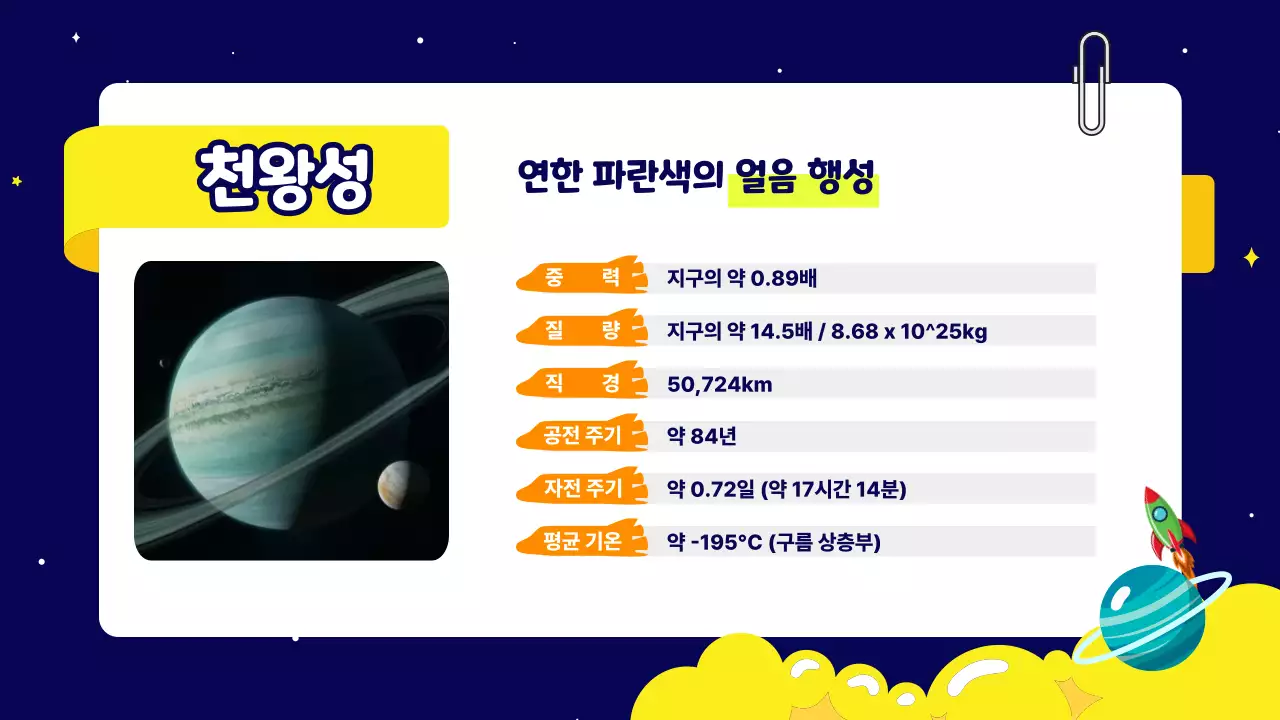 남색 깔끔 태양계 교육 자료