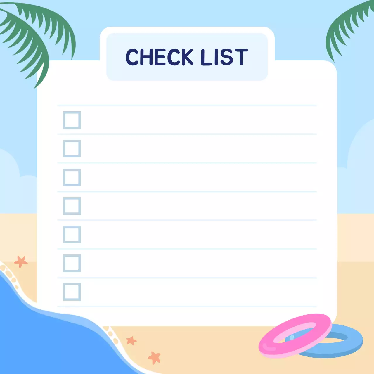 하늘색 심플 체크리스트 노트