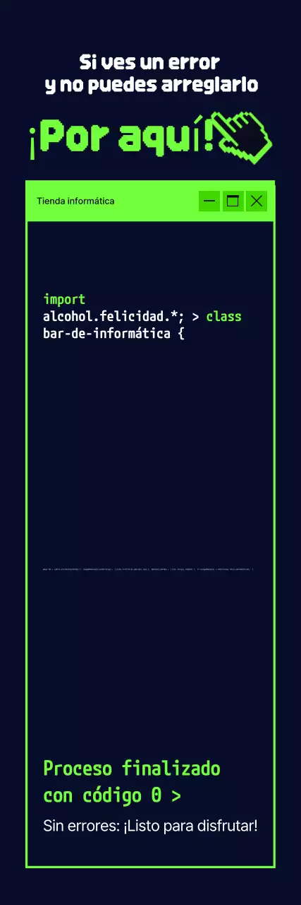 Meme de humor sobre programación simple verde