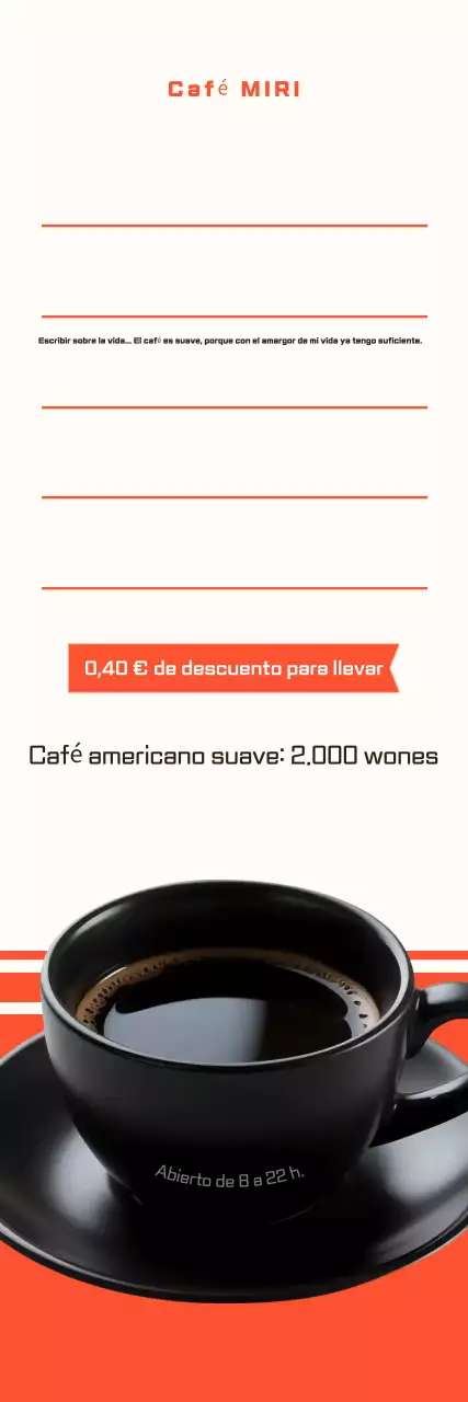 Promoción del menú de Orange Simple Coffee