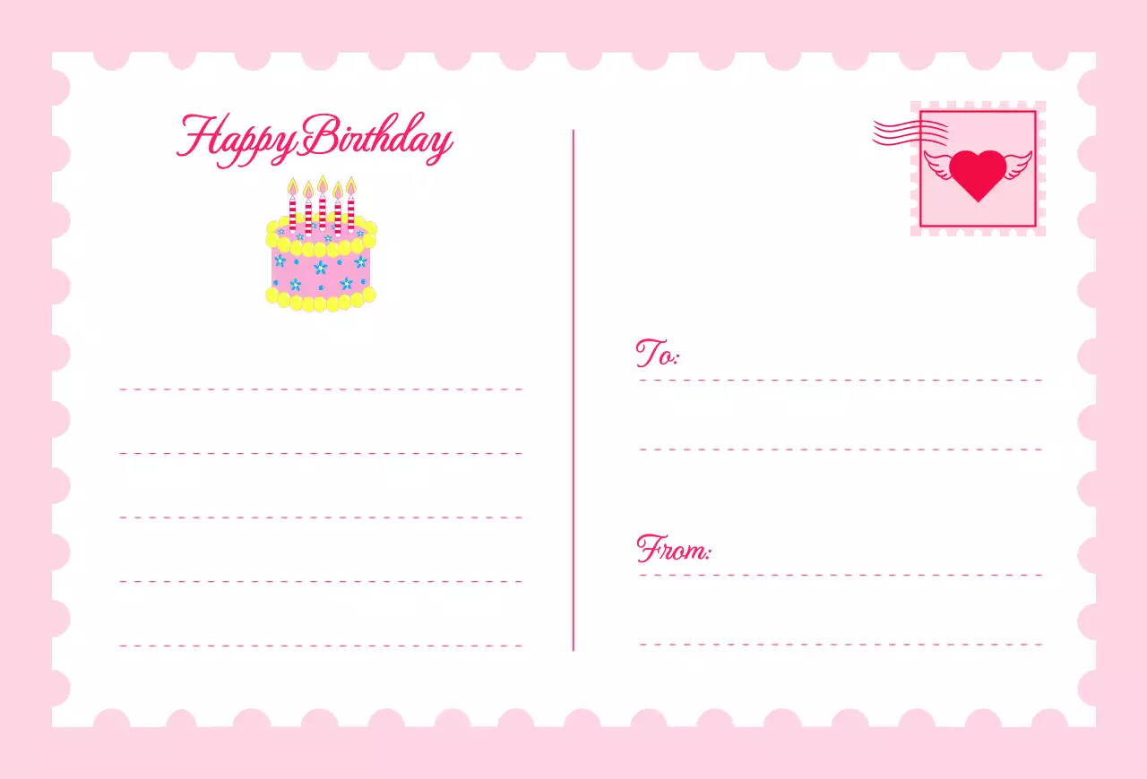 핑크 아기자기한 생일 편지