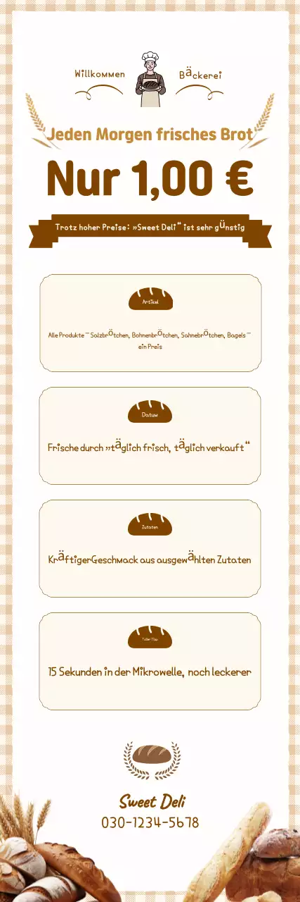 Werbung für sauberes, braun gebackenes Brot