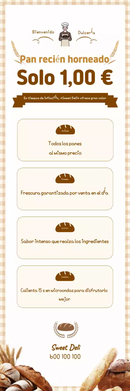 Promoción del pan integral horneado.