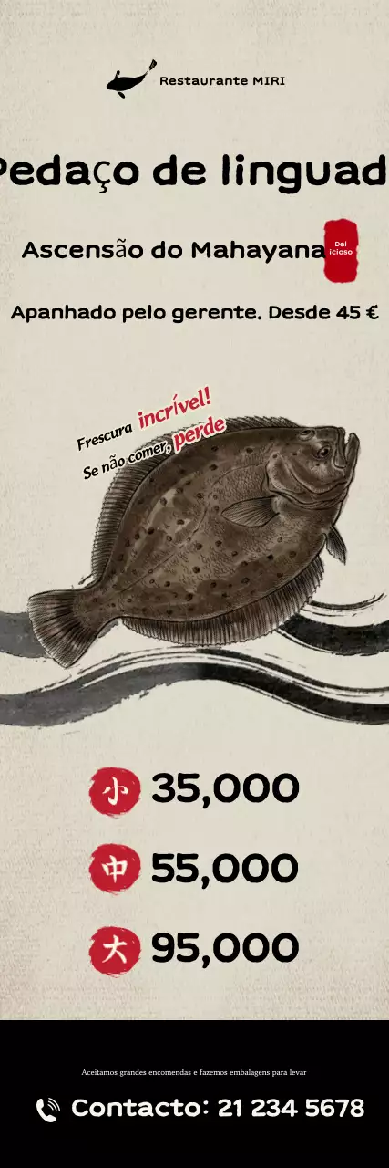 Promoção do Menu do Restaurante de Sashimi Tradicional Bege