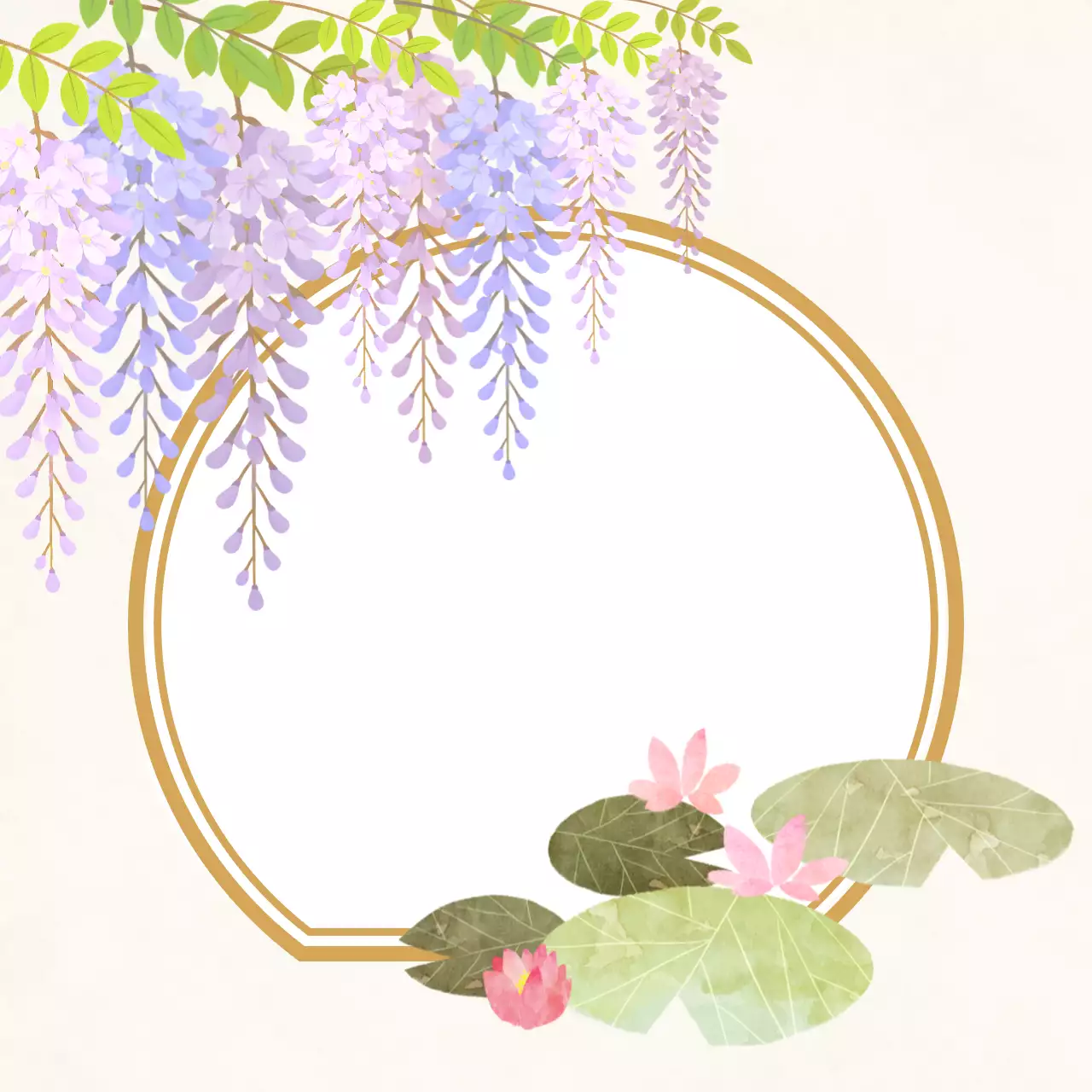 연보라 미니멀 전통 꽃 프레임