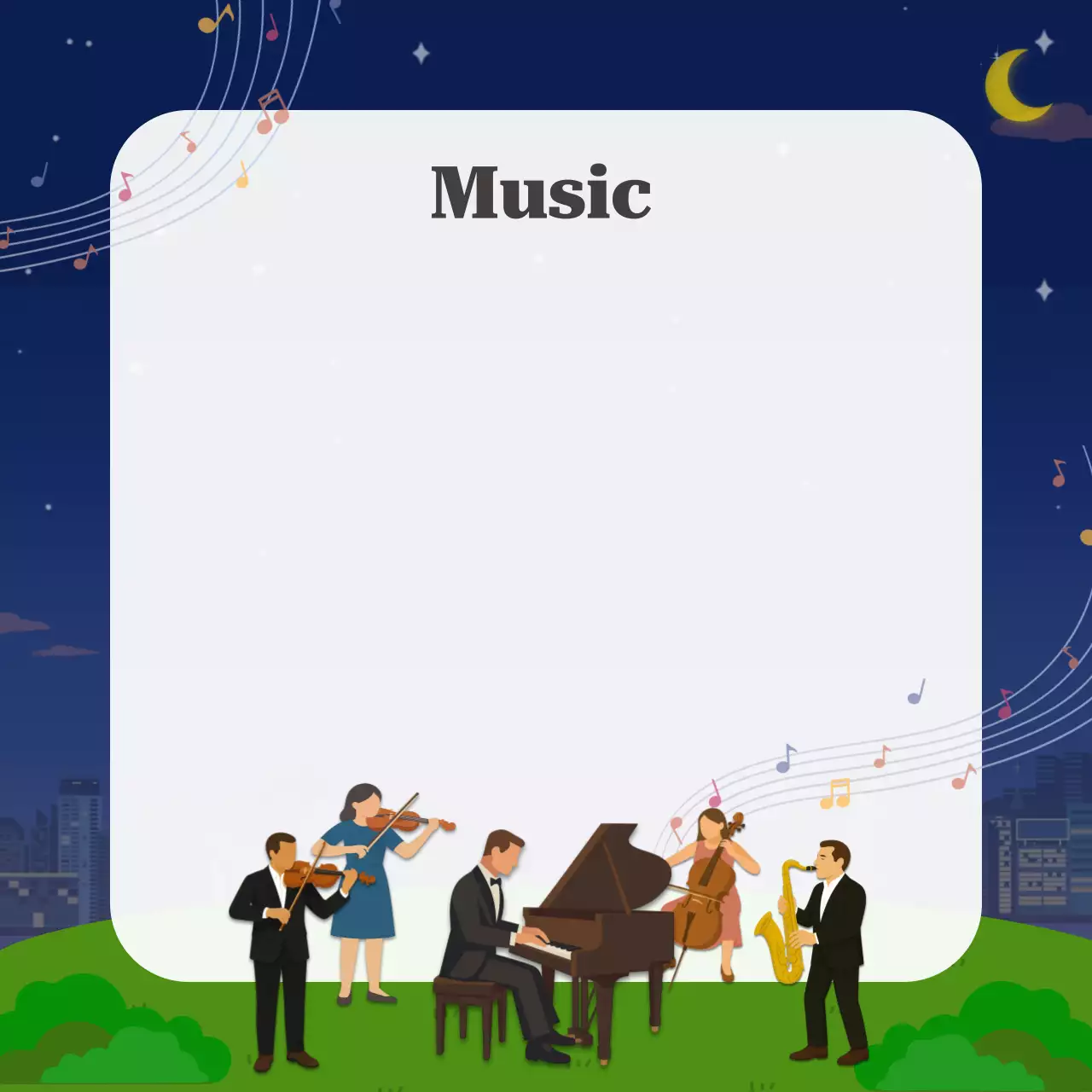 남색 깔끔 음악 노트 포토프레임