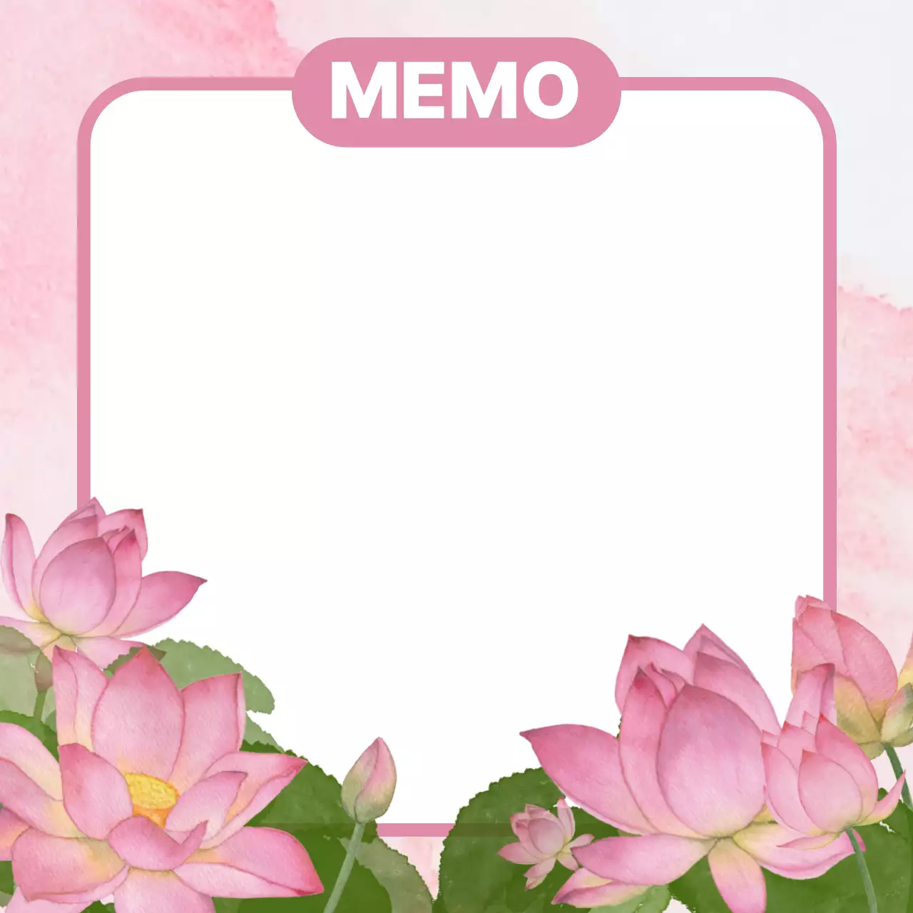 분홍색 아기자기한 연꽃 프레임