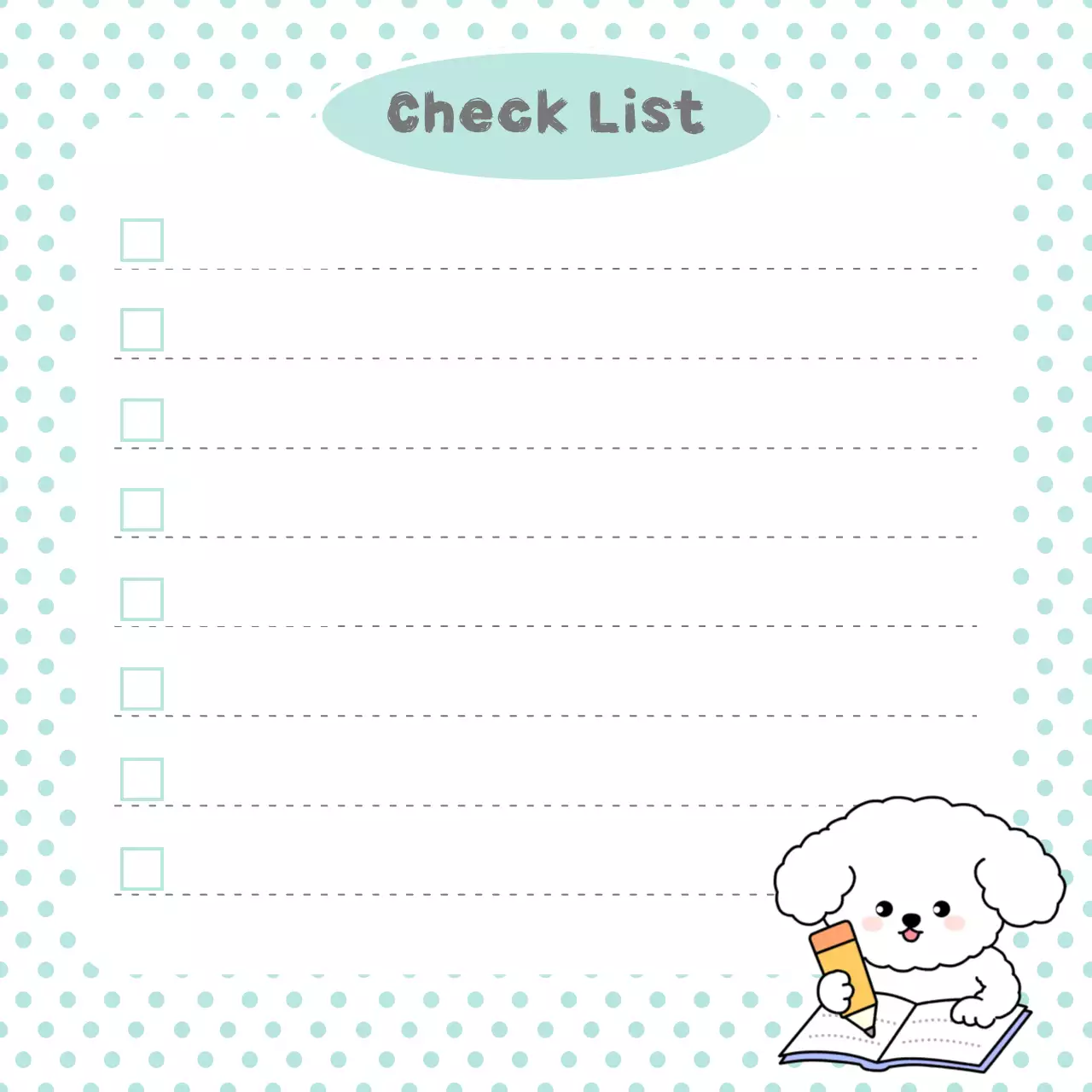 흰색 아기자기한 체크리스트 노트