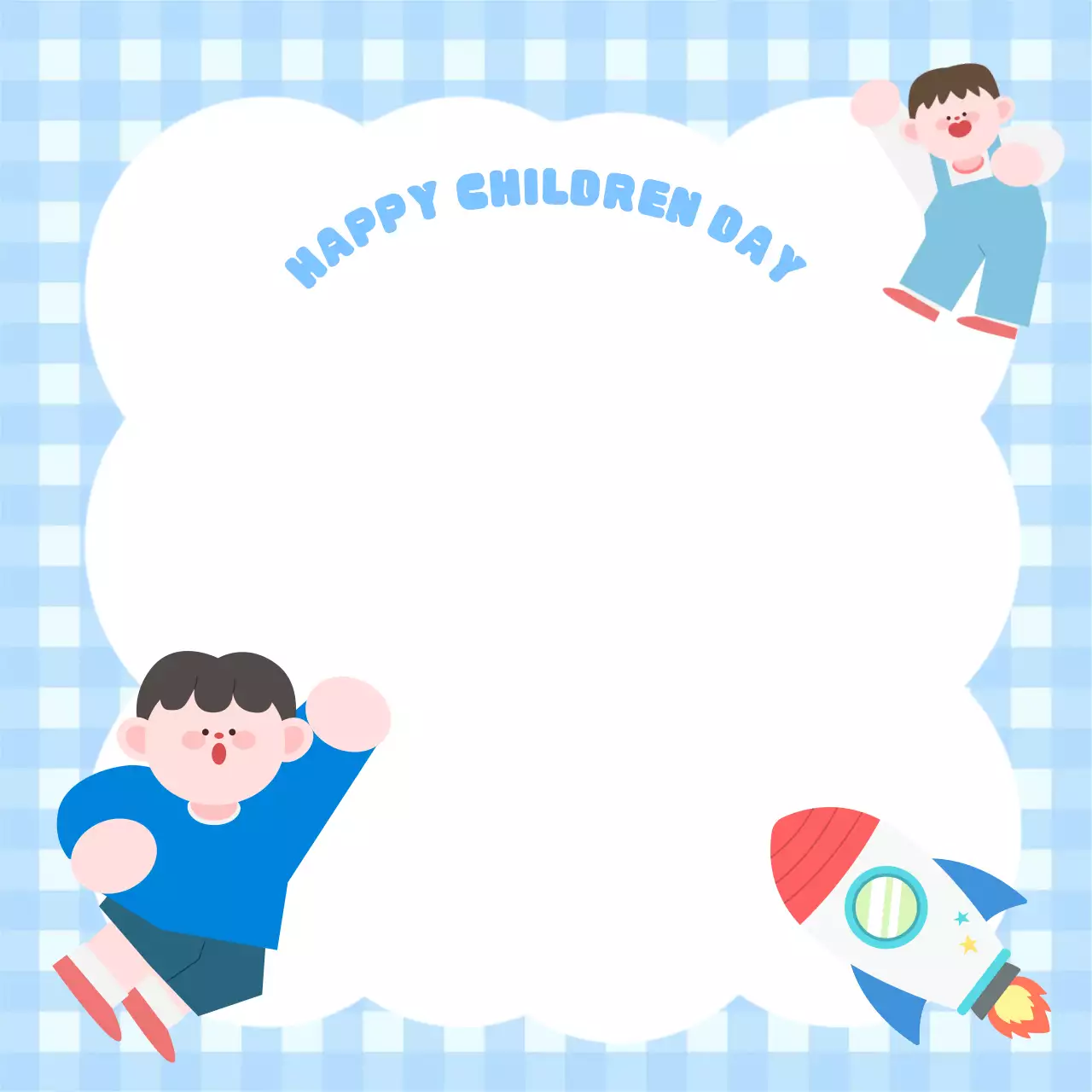 파란색 아기자기한 어린이날 포토 프레임