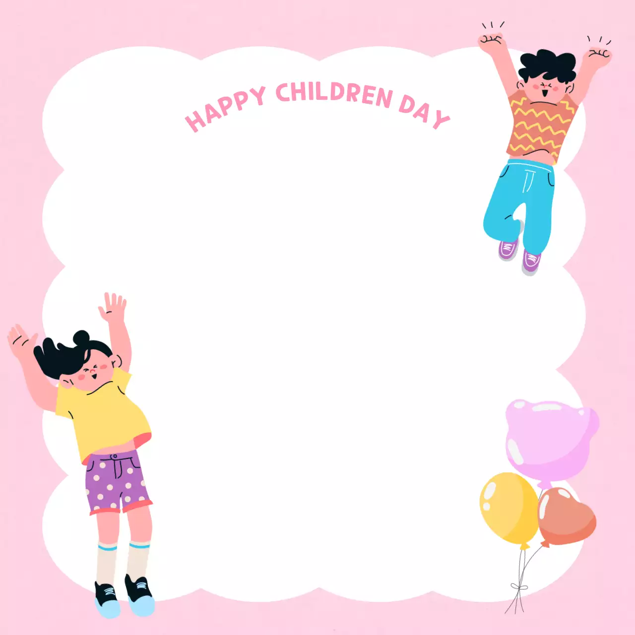 분홍색 아기자기한 어린이날 포토 프레임