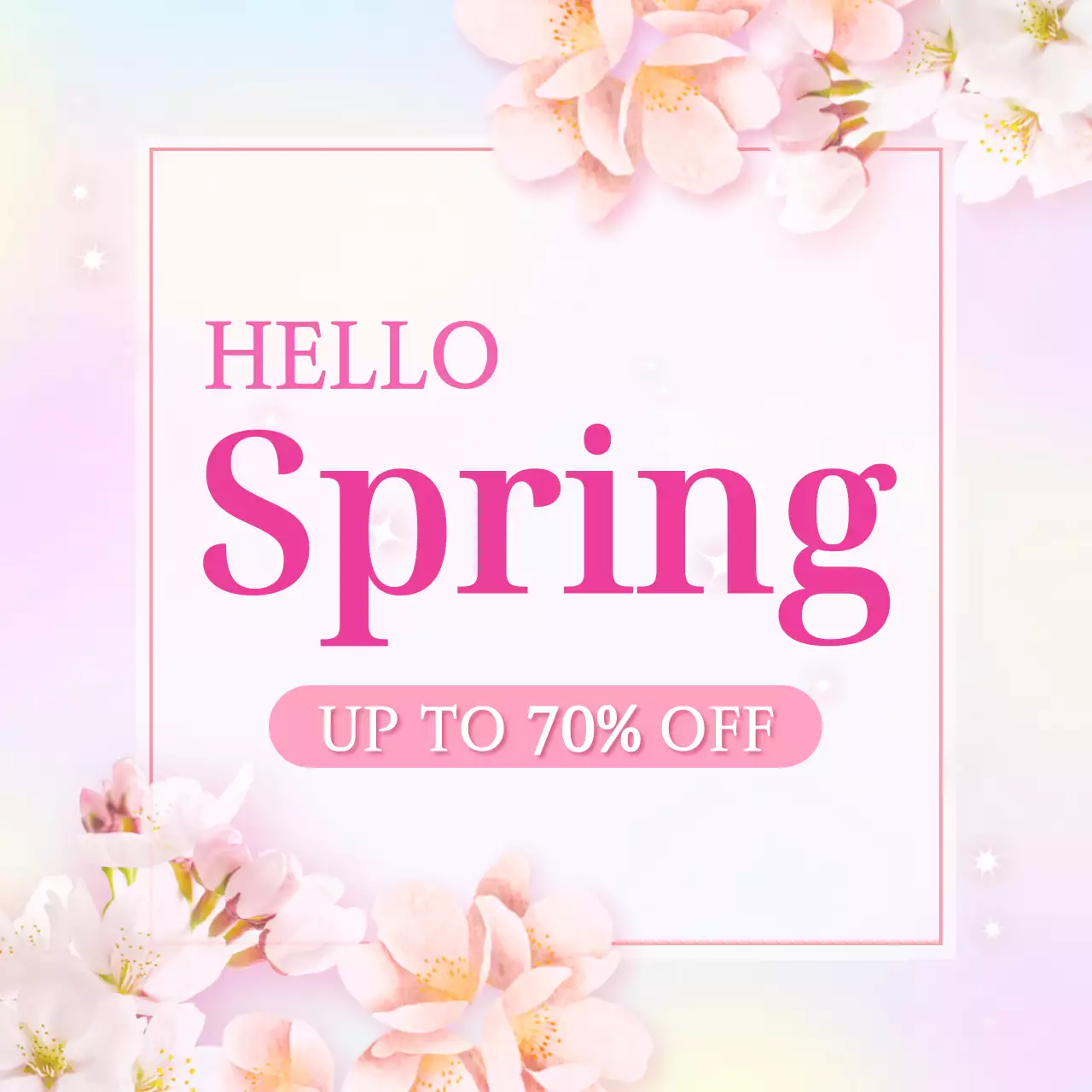핑크 아기자기한 봄 할인 행사