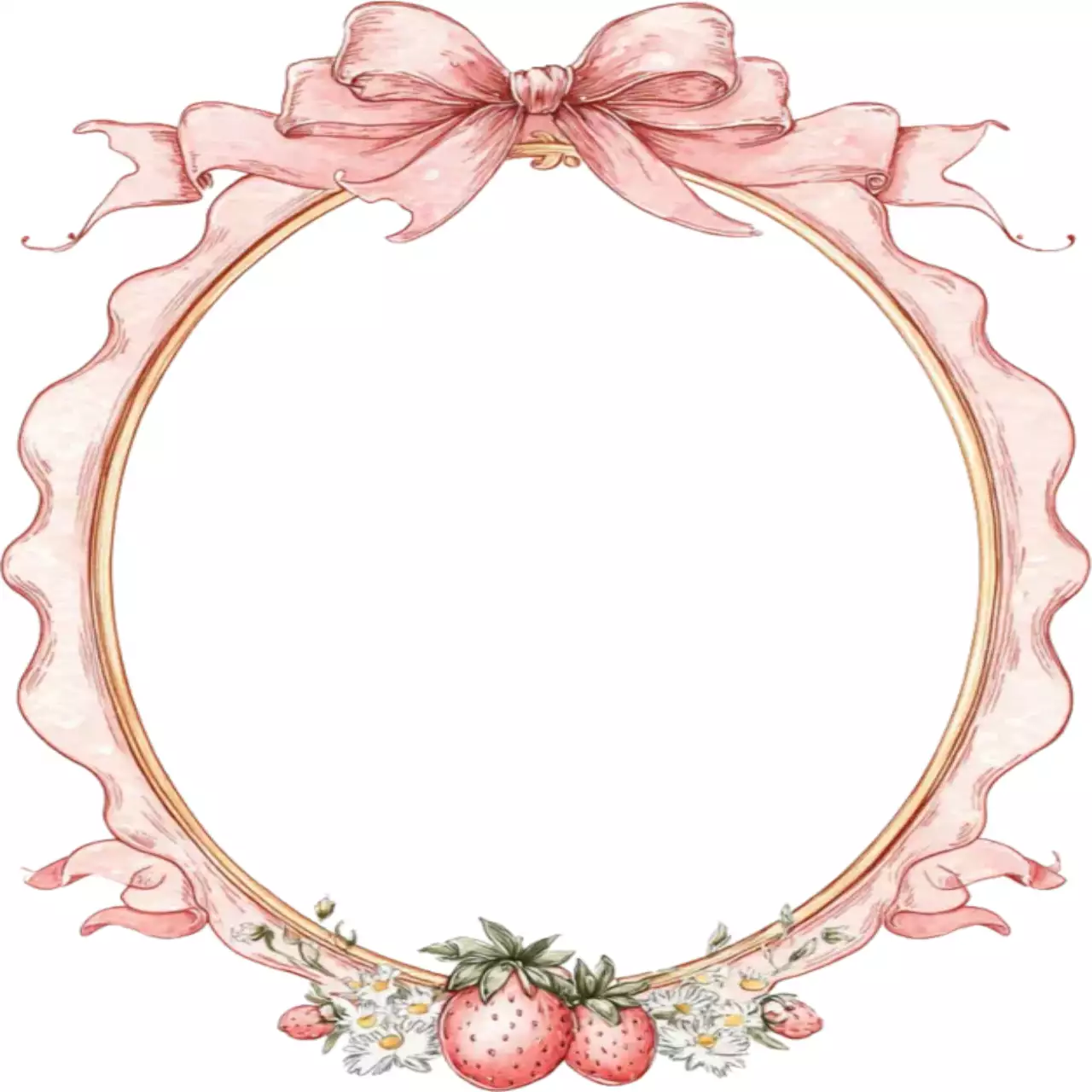 핑크 심플 딸기 메모 포토 프레임