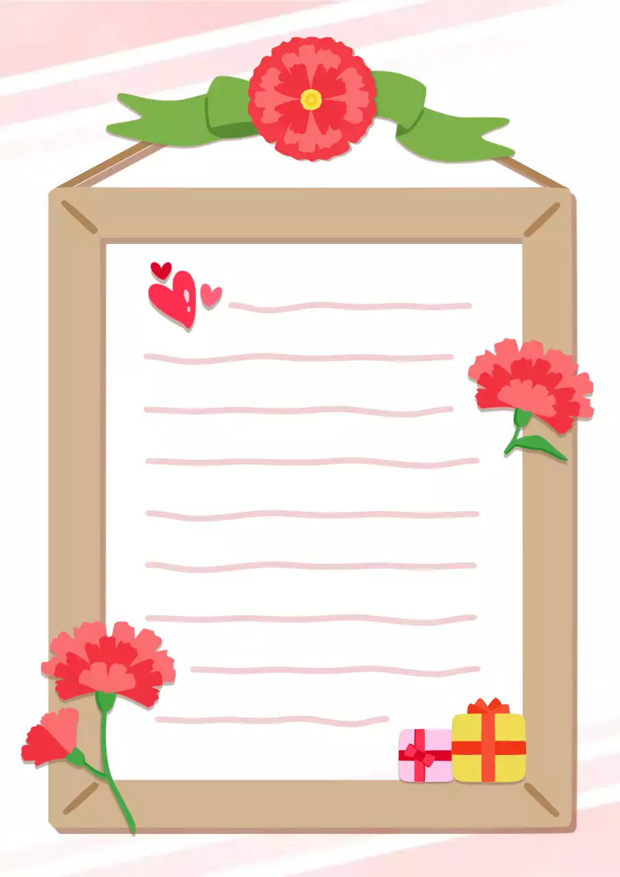 핑크 심플 카네이션꽃 프레임 편지지