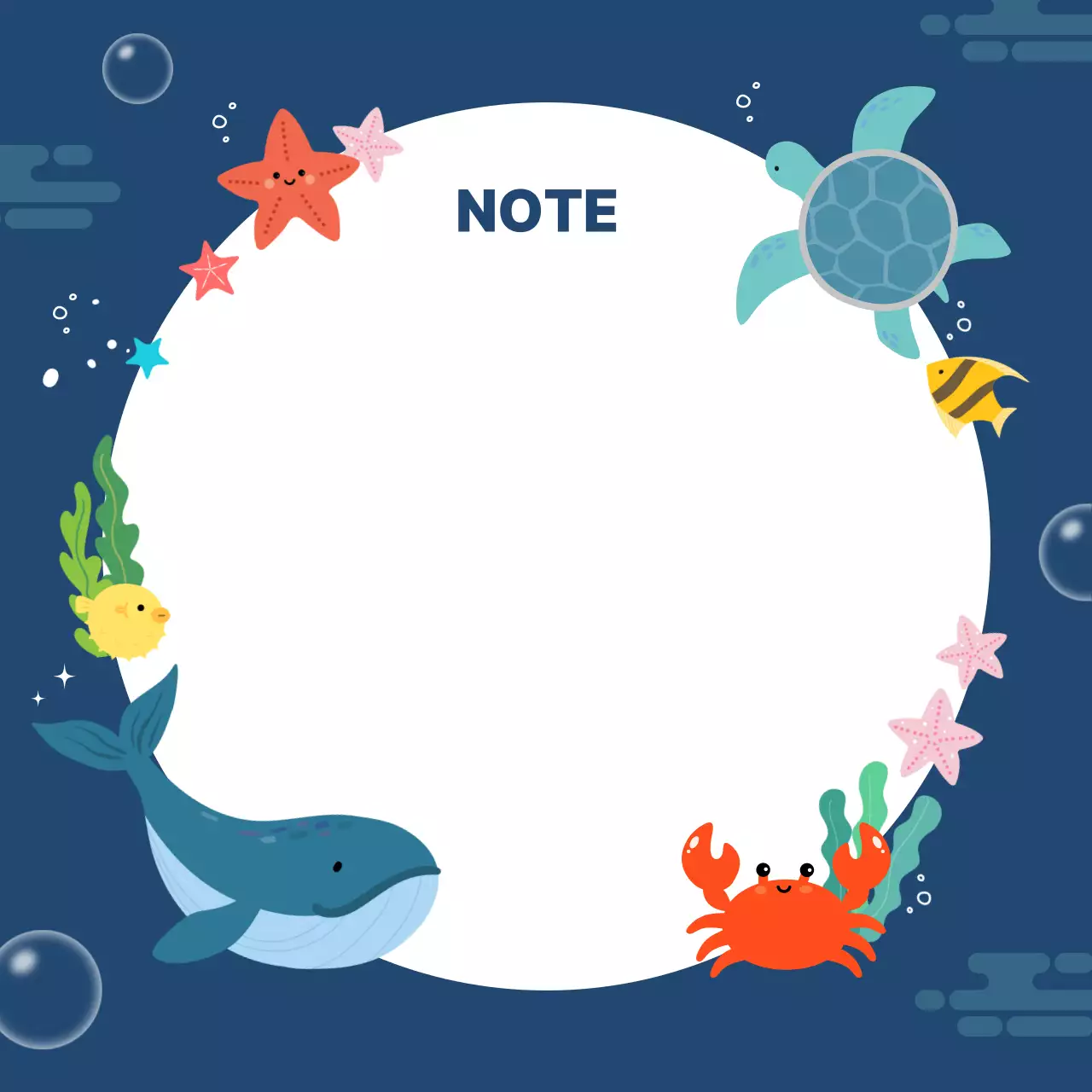 파랑 아기자기한 해양생물 포토프레임