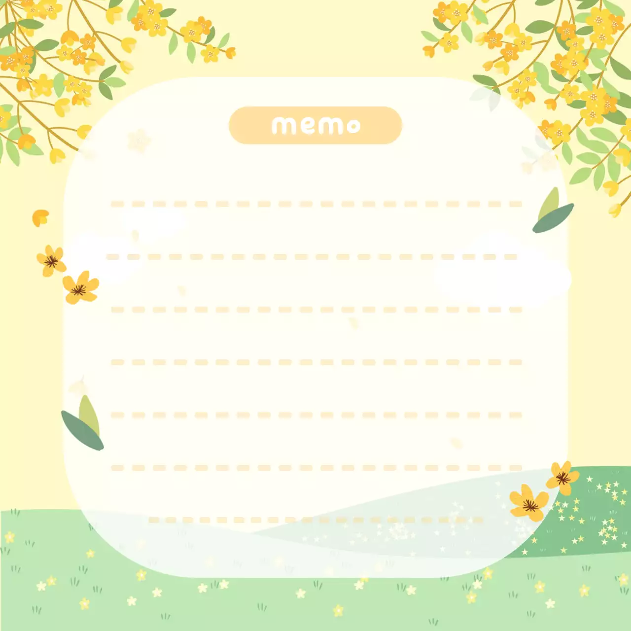 노란색 아기자기한 메모지 문구