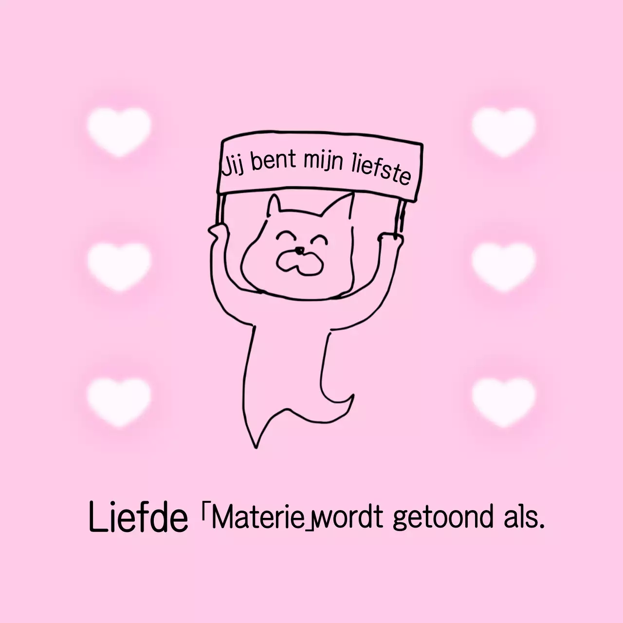 Roze en schattige memes met liefdesuitdrukkingen