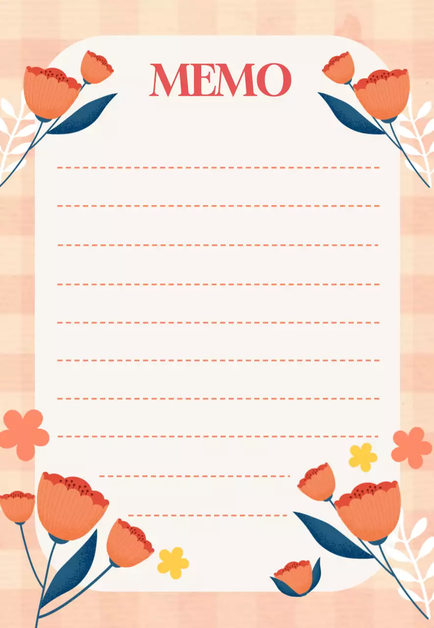 주황 심플 꽃 메모
