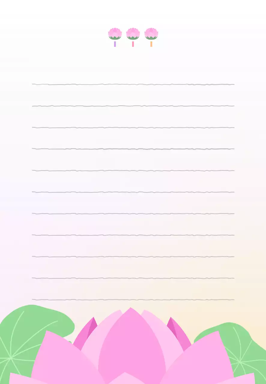 분홍 심플 연꽃 편지